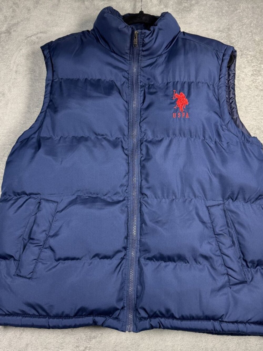 U.S. Polo Assn. Navy Blue Puffer Vest Mens M Outdoor Hiking Preppy Fall Winter